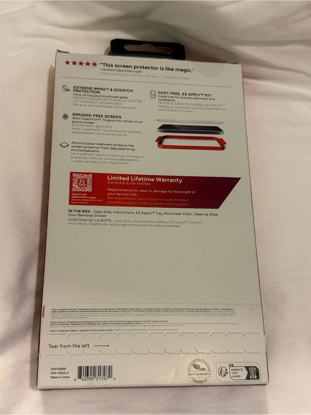 ZAGG iPhone 15 Plus 6.7” Screen protector Invisible Glass Screen Protector Clear